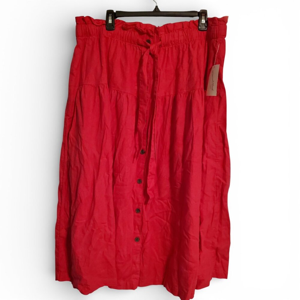 Universal Thread Hot Pink Button Front A Line Midi Skirt Size XXL NWT